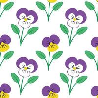 Clean Spring garden seamless pattern with violets and pansies for natural garden spaces concept as Natural spring garden design featuring violets and pansies arranged in a seamless patte vector