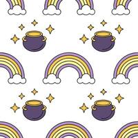 Clean Sparkling rainbows and pots of gold seamless tile pattern with magical accents concept as Magical rainbows and sparkling pots of gold create seamless tile pattern with enchanting a vector