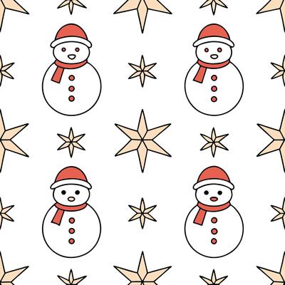 Clean Sparkling Christmas stars and snowmen seamless tile pattern with radiant holiday accents concept as Radiant holiday accents with sparkling Christmas stars and snowmen create seamle