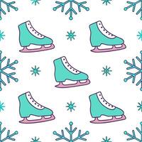 Clean Sparkling ice skates and snowflakes seamless tile pattern with winter sports flair concept as Ice skates adorned with sparkling snowflakes create a seamless tile pattern with a win vector