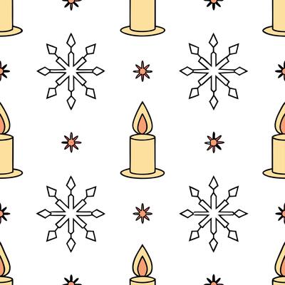 Clean Sparkling snowflake and candlelight seamless tile pattern with warm winter glow concept as Sparkling snowflakes and warm candlelight create a seamless tile pattern with a cozy wint