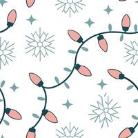 Clean Sparkling Christmas lights and snowflakes seamless tile pattern with radiant winter accents concept as Radiant Christmas lights and sparkling snowflakes create seamless tile patter Set 2 vector