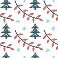 Clean Sparkling Christmas lights and snow covered pine trees seamless tile pattern with festive glow concept as Festive glow with sparkling Christmas lights and snow covered pine trees c vector