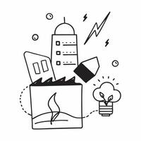 Clean Solar panel and an eco friendly factory symbolizing clean energy use with ample space for text concept as A solar panel and an eco friendly factory representing the use of clean e vector