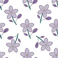 Clean Soft watercolor spring flowers seamless pattern with lilacs and violets for calming spaces concept as Calming lilacs and violets painted in watercolor and arranged seamlessly for s vector