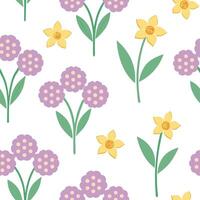 Clean Soft spring garden seamless pattern with hydrangeas and daffodils for relaxing garden settings concept as Relaxing hydrangeas and daffodils arranged seamlessly for a calm and peace vector