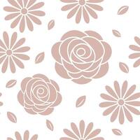 Clean Soft pastel spring flowers seamless pattern with roses and daisies for a delicate home decor concept as Gentle roses and daisies in soft pastel tones seamlessly arranged for elegan Set 2 vector