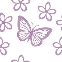 Clean Soft pastel spring seamless pattern with butterflies and floral elements for serene environments concept as Delicate butterflies and pastel floral elements arranged in a seamless p vector