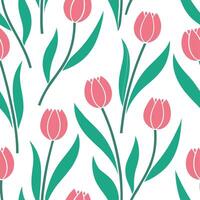 Clean Soft spring sunshine and blooming tulips seamless tile pattern with pastel colors and fresh energy concept as Pastel colored blooming tulips and soft spring sunshine create a seaml vector