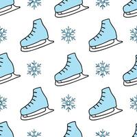 Clean Snowflake and ice skates seamless tile pattern with dynamic winter sports elements concept as Dynamic ice skates paired with snowflakes create a seamless tile pattern with winter s vector