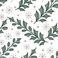 Clean Snowflake and holiday garland seamless tile pattern with festive greenery and sparkling accents concept as Festive greenery and sparkling accents paired with snowflakes create a se vector