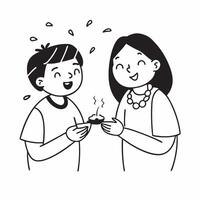 Clean Sister Lighting Diya and Brother with Rakhi concept as A sister lighting a Diya while the brother wears a Rakhi with ample copy space symbolizing the illumination and bonding of Ra vector