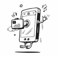 Clean Smartphone Camera and Tripod concept as A smartphone camera on a tripod with ample copy space representing mobile photography and stability in Photo Stock Concept vector