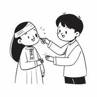 Clean Sister Giving Rakhi and Brother with Traditional Attire concept as A sister giving a Rakhi while the brother is dressed in traditional attire with ample copy space symbolizing the vector