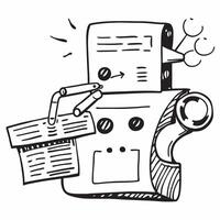Clean Silhouette of an automated packaging machine and a logistics report symbolizing automated packaging in double exposure with copy space concept as A silhouette of an automated pack Set 2 vector
