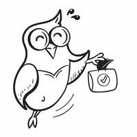 Clean Silhouette of an owl and a coin purse symbolizing wise savings in double exposure with copy space concept as A silhouette of an owl intertwined with a coin purse representing wise vector
