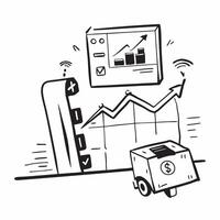 Clean Silhouette of a warehouse forklift and a cost projection symbolizing expense forecasting in double exposure with copy space concept as A silhouette of a warehouse forklift intertw vector