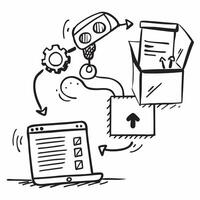 Clean Silhouette of a warehouse robot and a logistics software symbolizing robotics integration in double exposure with copy space concept as A silhouette of a warehouse robot intertwin vector