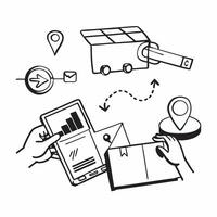 Clean Silhouette of a warehouse drone and a logistics software symbolizing automated inventory optimization in double exposure with copy space concept as A silhouette of a warehouse dro Set 2 vector
