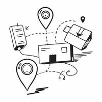 Clean Silhouette of a warehouse drone and a logistics software symbolizing automated inventory optimization in double exposure with copy space concept as A silhouette of a warehouse dro vector