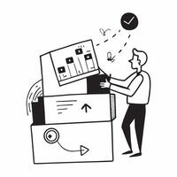 Clean Silhouette of a warehouse loader and a cost saving chart symbolizing cost saving strategies in double exposure with copy space concept as A silhouette of a warehouse loader intert vector