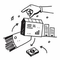 Clean Silhouette of a warehouse and a revenue report symbolizing revenue forecasting in double exposure with copy space concept as A silhouette of a warehouse intertwined with a revenue vector