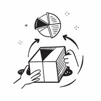 Clean Silhouette of a shipping container and a pie chart symbolizing distribution finance in double exposure with copy space concept as A silhouette of a shipping container intertwined Set 2 vector
