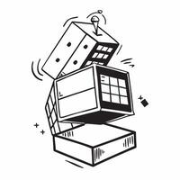 Clean Silhouette of a shipping container and a pie chart symbolizing distribution finance in double exposure with copy space concept as A silhouette of a shipping container intertwined vector