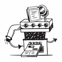 Clean Silhouette of a sorting machine and a control panel symbolizing automated sorting in double exposure with copy space concept as A silhouette of a sorting machine intertwined with vector