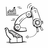 Clean Silhouette of a robotic arm and a logistics dashboard symbolizing warehouse automation optimization in double exposure with copy space concept as A silhouette of a robotic arm int Set 2 vector