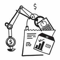Clean Silhouette of a port crane and a financial statement symbolizing cost accounting in double exposure with copy space concept as A silhouette of a port crane intertwined with a fina vector