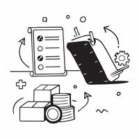 Clean Silhouette of a robotic sorter and a data dashboard symbolizing data driven sorting optimization in double exposure with copy space concept as A silhouette of a robotic sorter int Set 2 vector