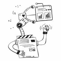 Clean Silhouette of a robotic sorter and a data dashboard symbolizing data driven sorting optimization in double exposure with copy space concept as A silhouette of a robotic sorter int vector
