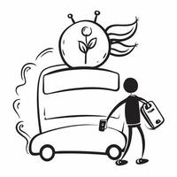 Clean Silhouette of a person and an electric car symbolizing clean energy and transportation in double exposure with copy space concept as A silhouette of a person intertwined with an e Set 2 vector