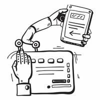 Clean Silhouette of a robotic sorter and a control interface symbolizing automated sorting control in double exposure with copy space concept as A silhouette of a robotic sorter intertw vector