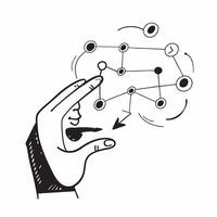 Clean Silhouette of a person and a virtual screen symbolizing digital interaction in double exposure with copy space concept as A silhouette of a person blended with a virtual screen re vector