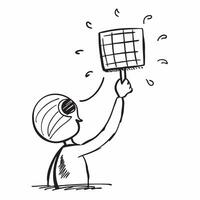 Clean Silhouette of a person and a solar panel symbolizing renewable energy in double exposure with copy space concept as A silhouette of a person fused with a solar panel representing vector