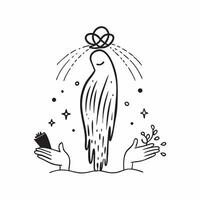 Clean Silhouette of a person and a waterfall symbolizing natures power and sustainability in double exposure with copy space concept as A silhouette of a person fused with a waterfall r vector