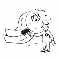 Clean Silhouette of a person and a recycling symbol symbolizing environmental responsibility in double exposure with copy space concept as A silhouette of a person merged with a recycli vector