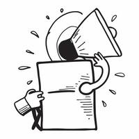 Clean Silhouette of a person and a megaphone symbolizing marketing promotion in double exposure with copy space concept as A silhouette of a person blended with a megaphone representing Set 2 vector
