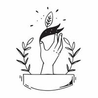 Clean Silhouette of a person and a leaf symbolizing nature and growth in double exposure with copy space concept as A silhouette of a person merged with a leaf representing the connecti Set 2 vector