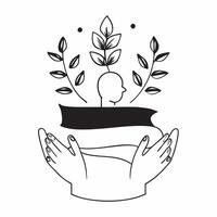 Clean Silhouette of a person and a leaf symbolizing nature and growth in double exposure with copy space concept as A silhouette of a person merged with a leaf representing the connecti vector