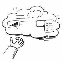 Clean Silhouette of a person and a data cloud symbolizing cloud computing innovation in double exposure with copy space concept as A silhouette of a person merged with a data cloud repr vector