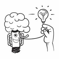 Clean Silhouette of a person and a brain symbolizing creative thinking in double exposure with copy space concept as A silhouette of a person intertwined with a brain symbolizing the po vector