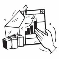 Clean Silhouette of a loading dock and a turnover ratio graph symbolizing efficient stock turnover in double exposure with copy space concept as A silhouette of a loading dock intertwin vector