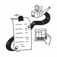 Clean Silhouette of a freight terminal and a revenue statement symbolizing logistics revenue in double exposure with copy space concept as A silhouette of a freight terminal intertwined vector