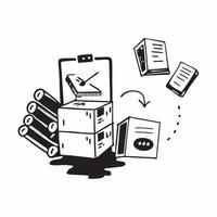 Clean Silhouette of a forklift and a digital inventory system symbolizing optimized inventory management in double exposure with copy space concept as A silhouette of a forklift intertw vector
