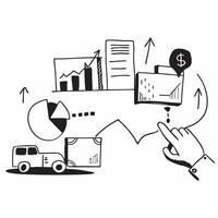 Clean Silhouette of a freight terminal and a cost structure graph symbolizing logistics cost structure in double exposure with copy space concept as A silhouette of a freight terminal i vector