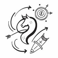 Clean Silhouette of a horse and a savings target symbolizing goal oriented savings in double exposure with copy space concept as A silhouette of a horse intertwined with a savings targe vector