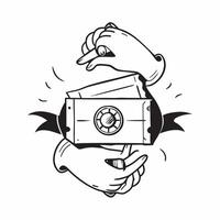 Clean Silhouette of a lion and a vault symbolizing protected savings in double exposure with copy space concept as A silhouette of a lion intertwined with a vault representing protected vector
